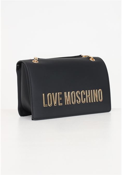 Black women's bag Bold Love with golden lettering shoulder bag LOVE MOSCHINO | JC4192PP1IKD0000